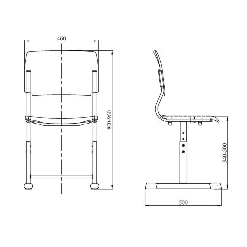 Стул ученический регулируемый «Эргономика» на плоскоовальной трубе Пластик в Ростове-на-Дону